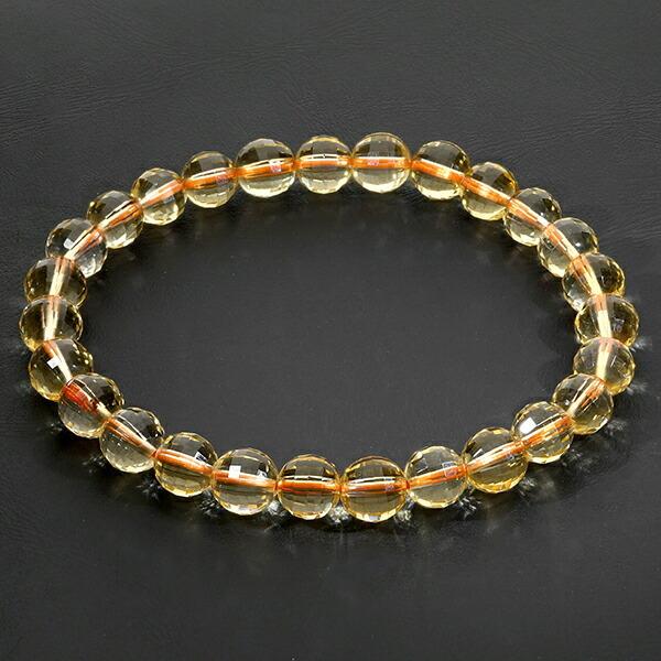 シトリン ブラジル産 カット ブレスレット 6.5mm 16.5~17.5cm S~L 
