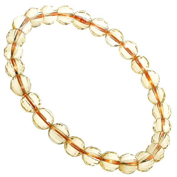 シトリン ブラジル産 カット ブレスレット 6.5mm 16.5~17.5cm S~L 