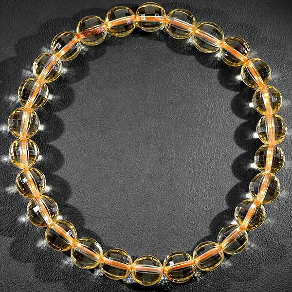 シトリン ブラジル産 カット ブレスレット 7mm 16.5~17.5cm S~L サイズ
