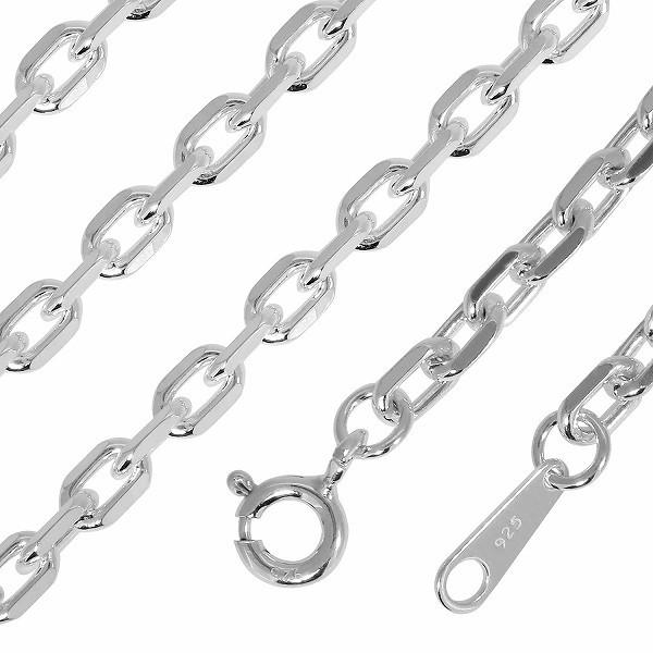 シルバーチェーン 925 ネックレスチェーンのみ あずき 4面カット 45cm