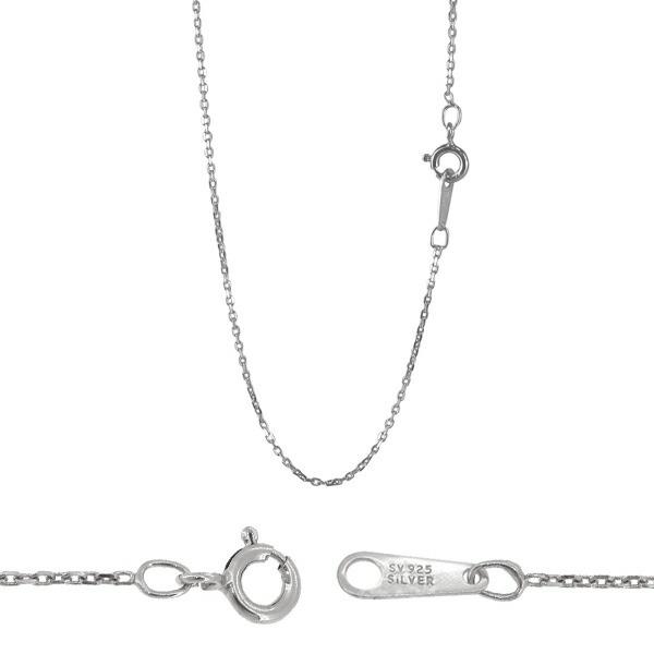 ロジウムコーティング 4面カットあずきチェーン 幅約1.2mm 40cm 45cm 