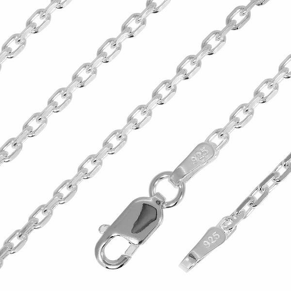 シルバーチェーン 925 ネックレスチェーンのみ あずき 4面カット 60cm