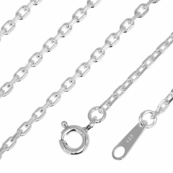 シルバーチェーン 925 ネックレスチェーンのみ あずき 4面カット 60cm