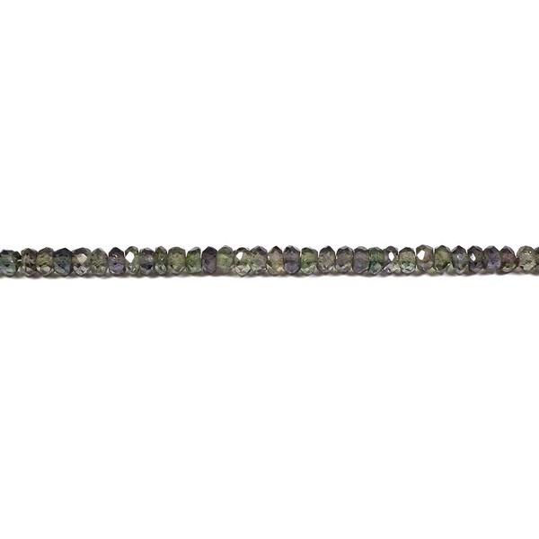 天然石ビーズ グリーンサファイア 2.5×1.5mm ボタンカット ネックレス 