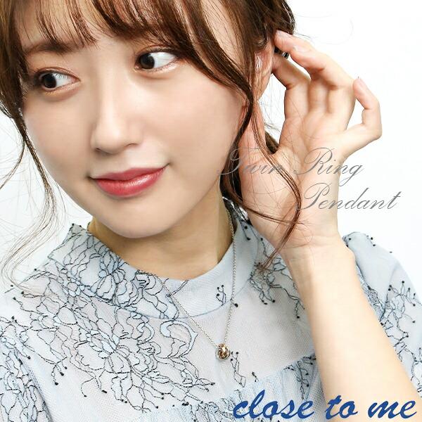 ツインリング ネックレス レディース ブランド ステンレス ピンク シンプル ペンダント おしゃれ 人気 close to me プレゼント｜ginnokura｜02