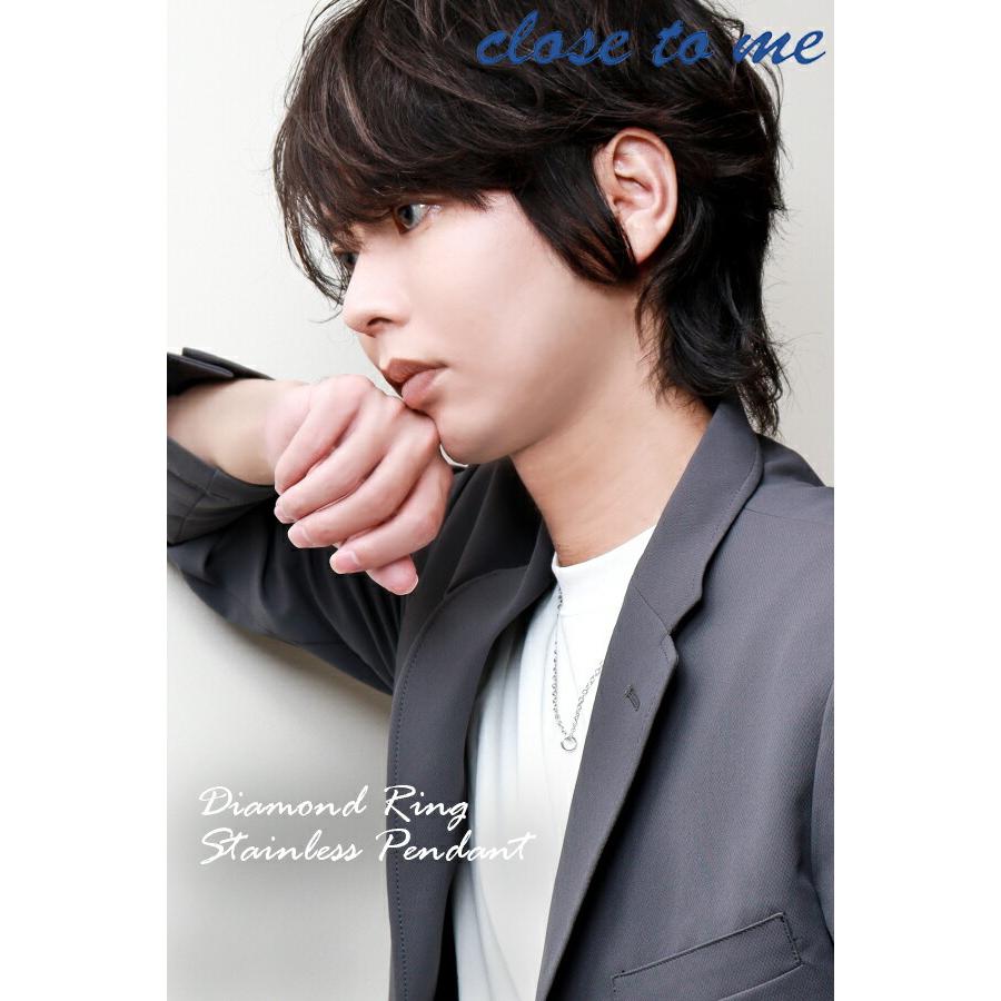 ペアネックレス ステンレス 刻印 ブランド close to me ダイヤモンド ミニリング シンプル お揃い カップル ペアルック おしゃれ プレゼント 爆買の画像