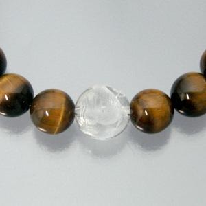 イエロータイガーアイ ブレスレット 朱雀彫り水晶12mm 17.5cmシルバー 