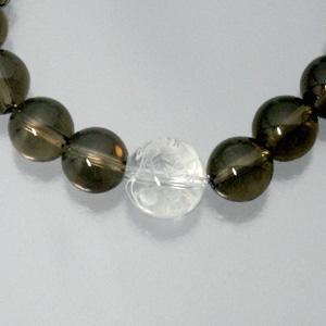 スモーキークォーツ ブレスレット 龍 朱雀彫り水晶12mm 17.5cmシルバー