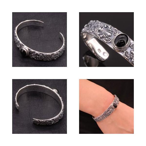 リリー バングル オニキス 百合の紋章 フレア ゴージャス 石