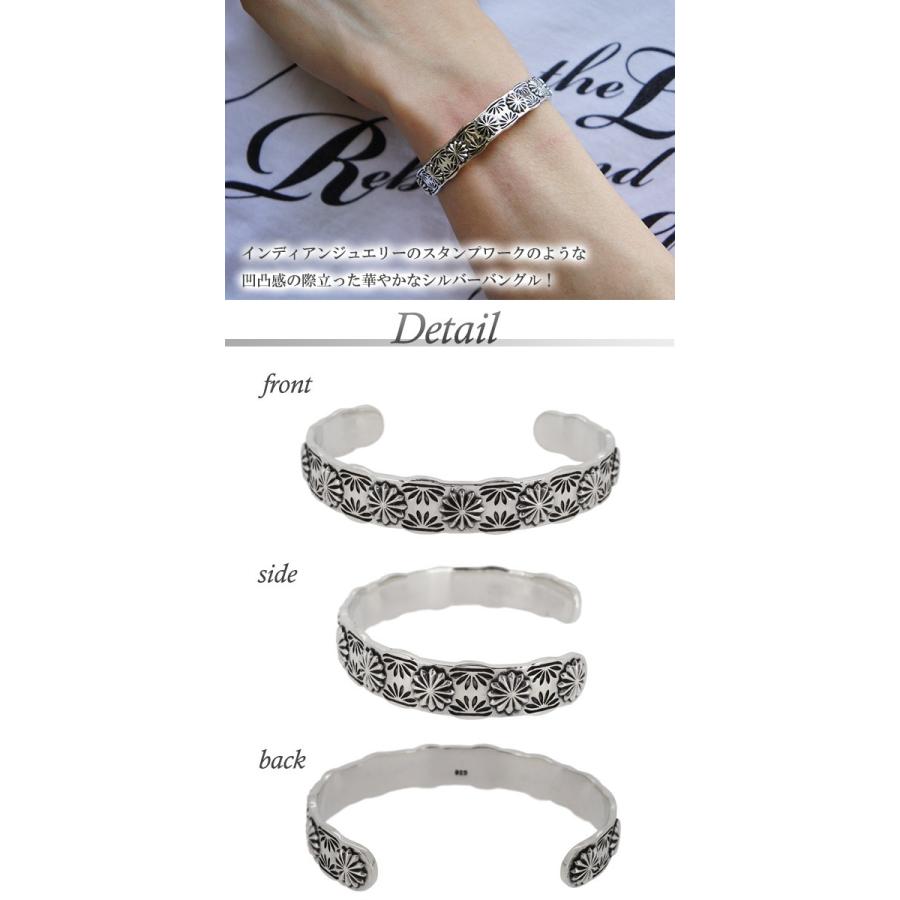 シルバーバングル メンズ ネイティブ フラワー 人気 シルバー925