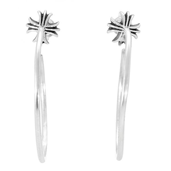 イヤリング＆シルバーリング フレアクロス スター シルバー フープピアス 2P 両耳用 シルバーピアス