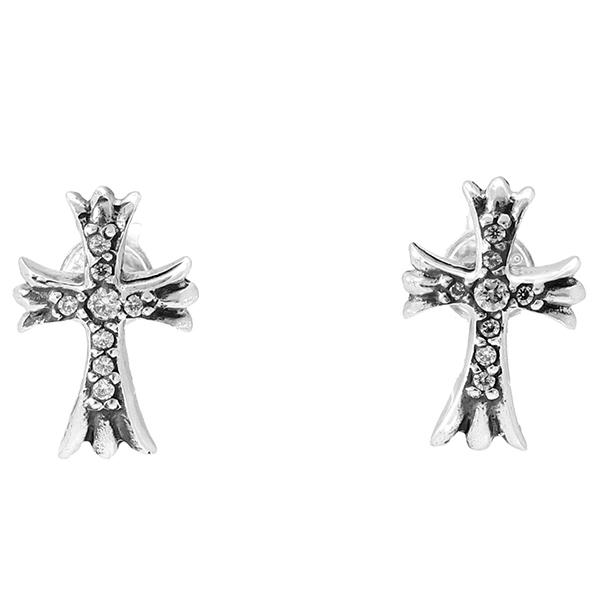 ジルコニア フレアクロス シルバー スタッドピアス 2P 両耳用 クロス ピアス 十字架 シルバー925 シンプル 華やか