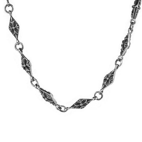 シルバー デザインチェーン クロス フレア ダイヤ ひし形 シルバー  