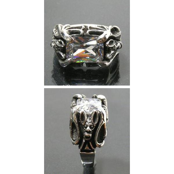 シルバーリング メンズ ダブルバット ジルコニア 17-21号 人気