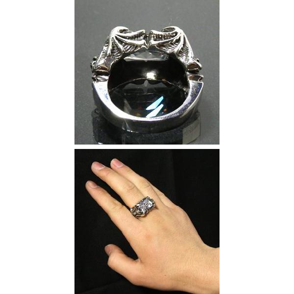 シルバーリング メンズ ダブルバット ジルコニア 17-21号 人気