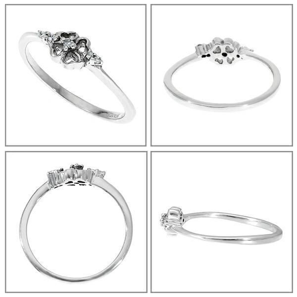 ラッキー クローバー シルバー ピンクゴールド シルバーリング 3〜13号