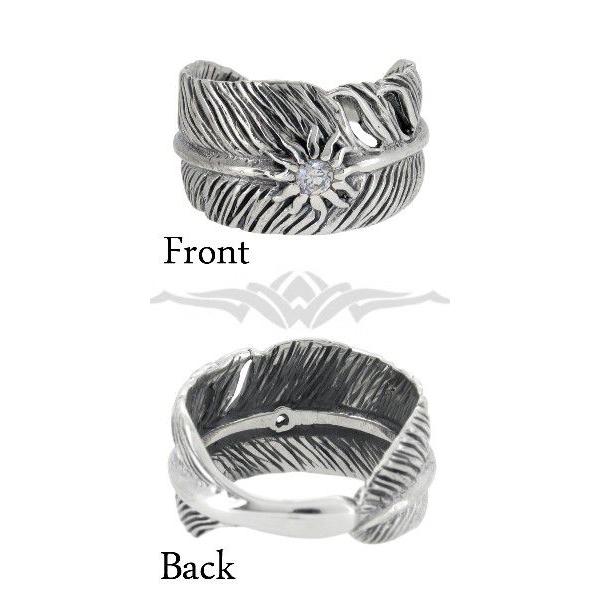 シルバーリング メンズ 羽根 フェザー ジルコニア 17-23号 人気