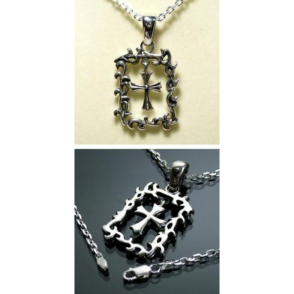 ネックレス メンズ シルバー 唐草 フレーム クロス 人気 かっこいい