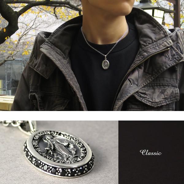 メダイ ネックレス メンズ シルバー 聖母マリア 黒 ブラック ゴシック