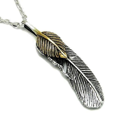 ネックレス メンズ シルバー フェザー 羽根 エスニック 人気