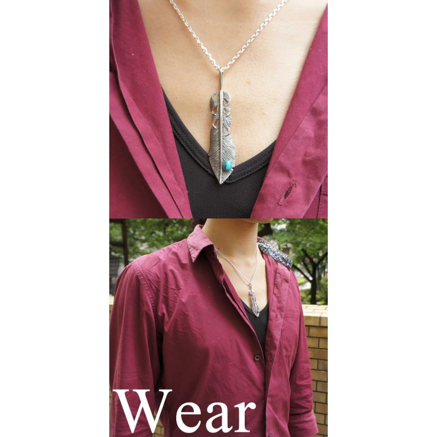 ネックレストップ メンズ シルバー フェザー 羽根 ターコイズ 人気 