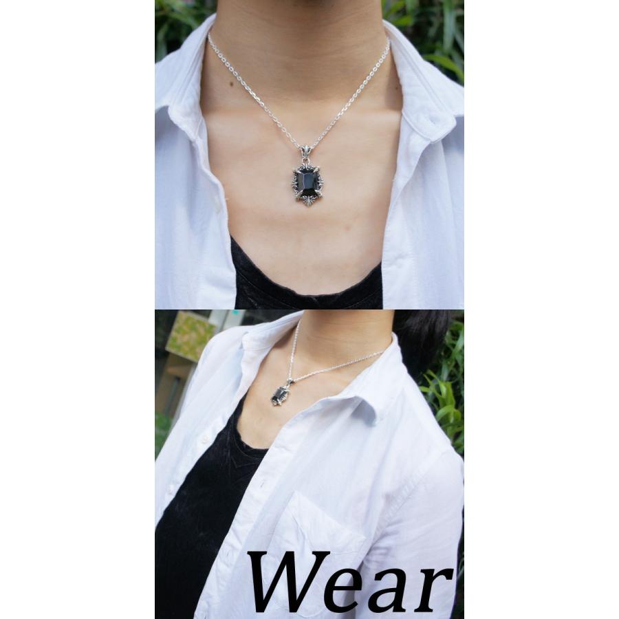 ネックレストップ メンズ シルバー ブラックジルコニア クロー