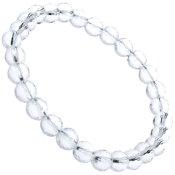 水晶 ブレスレット 128面 カット 6mm 16.5〜17.5cm S〜L サイズ
