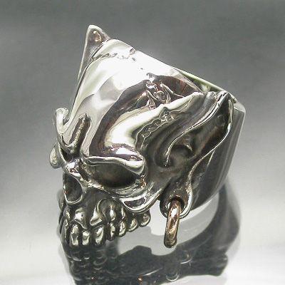リング メンズ シルバー スカル デビル 18金ピアス 11-27号 ブランド