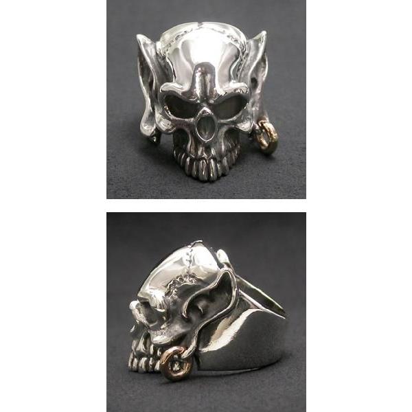 リング メンズ シルバー スカル デビル 18金ピアス 11-27号 ブランド