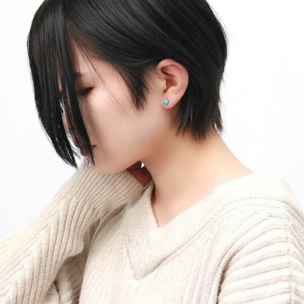 162P∞【フォロー割】ターコイズピアス　9mm　S925　プラチナコート 162P∞【フォロー割】ターコイズピアス 9mm S925 プラチナコート