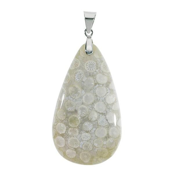 フォシルコーラル シルバー ペンダントトップ 雫 フォッシルコーラル