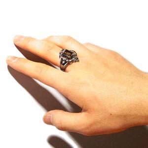 シルバーリング メンズ スモーキークォーツ 盾 17-23号 ブランド 指輪