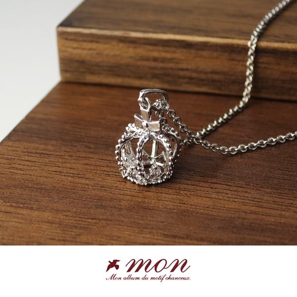 王冠 ネックレス レディース ミニ クラウン 立体 シルバー ペンダント