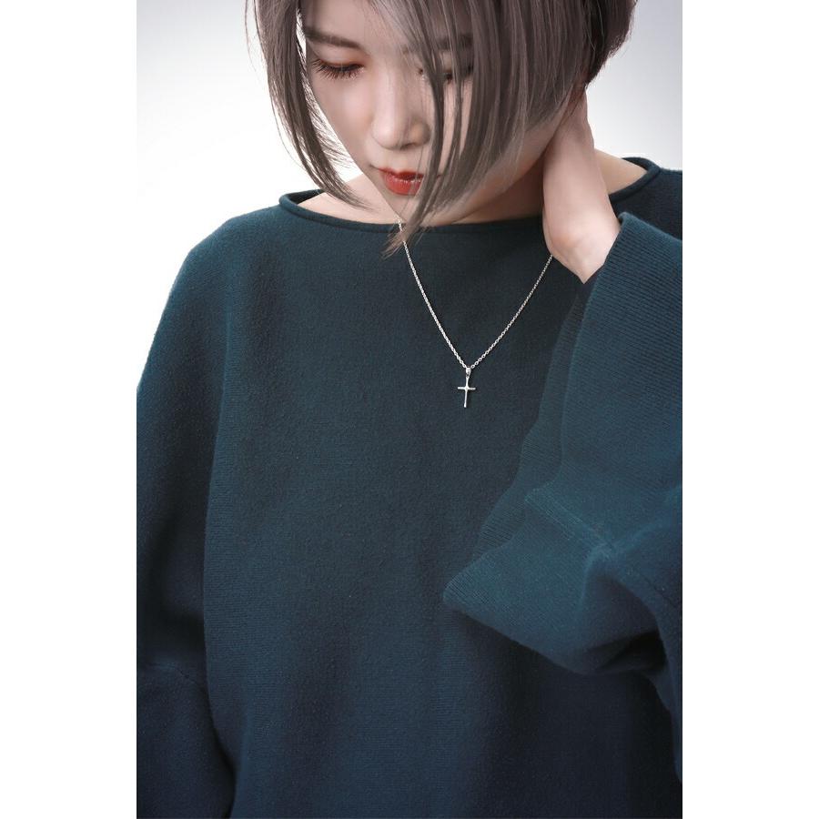 スモール シンプル クロス シルバーネックレス (45cmチェーン