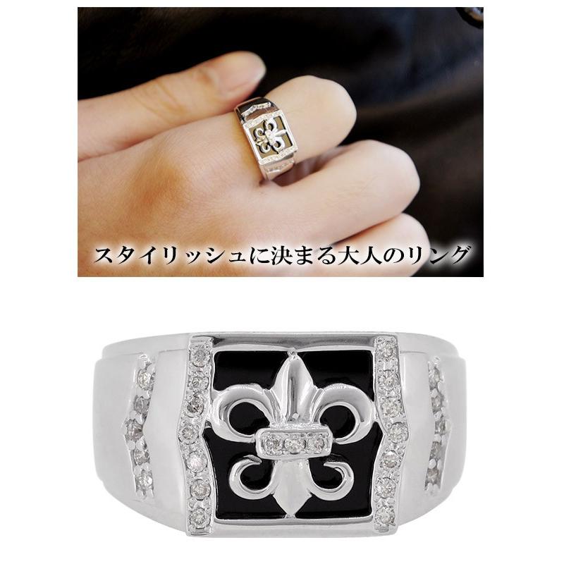 プラチナリング メンズ ダイヤモンド オニキス フレアリリー 13-23号