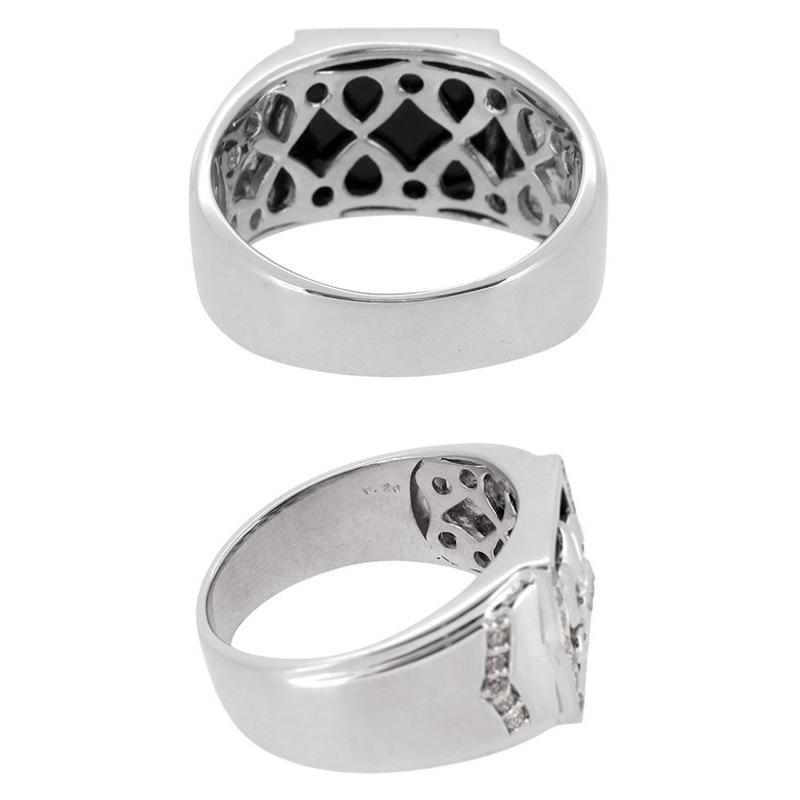 プラチナリング メンズ ダイヤモンド オニキス フレアリリー 13-23号