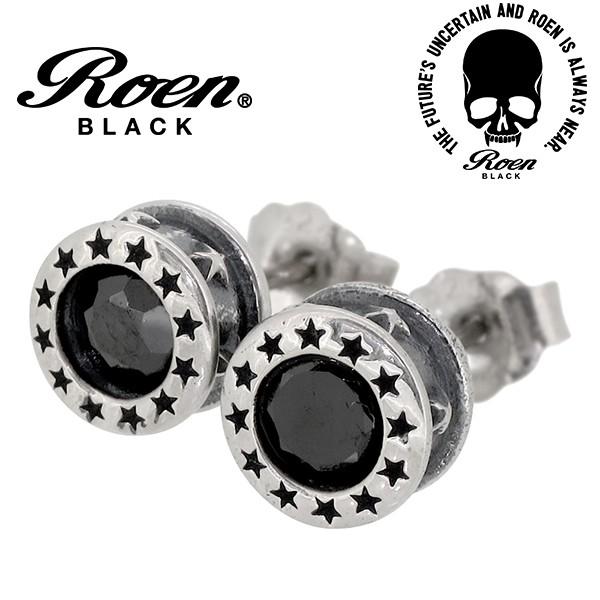ロエンブラック ピアス ブランド メンズ 星 スター シルバー 黒 ブラックジルコニア 2p 両耳 おしゃれ Roen