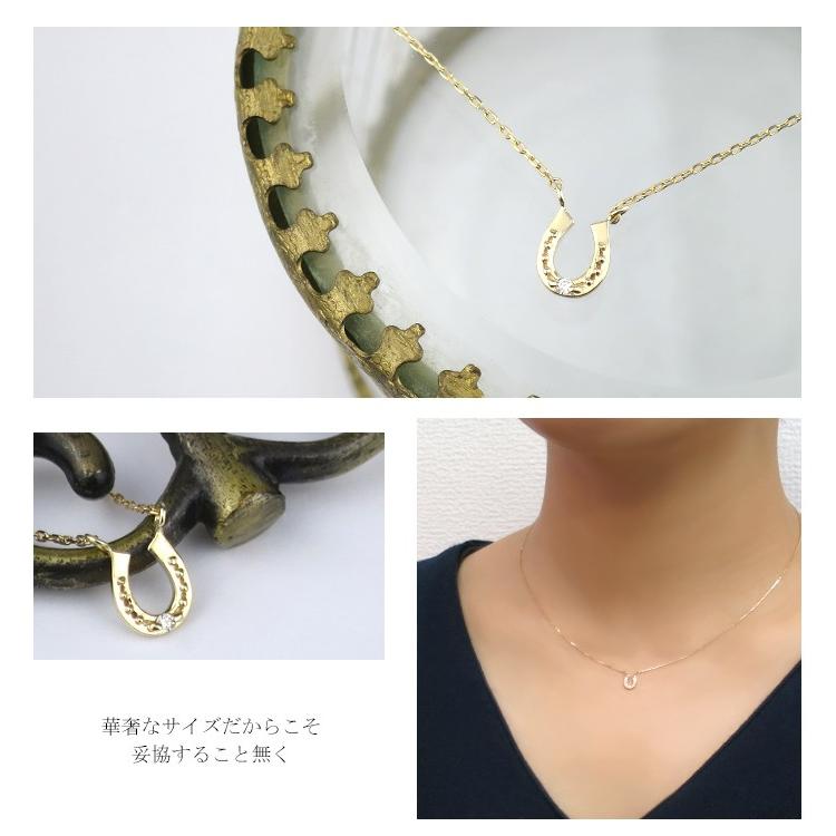K10ゴールド 馬蹄 ダイヤモンド ネックレス ホースシュー 誕生日 記念
