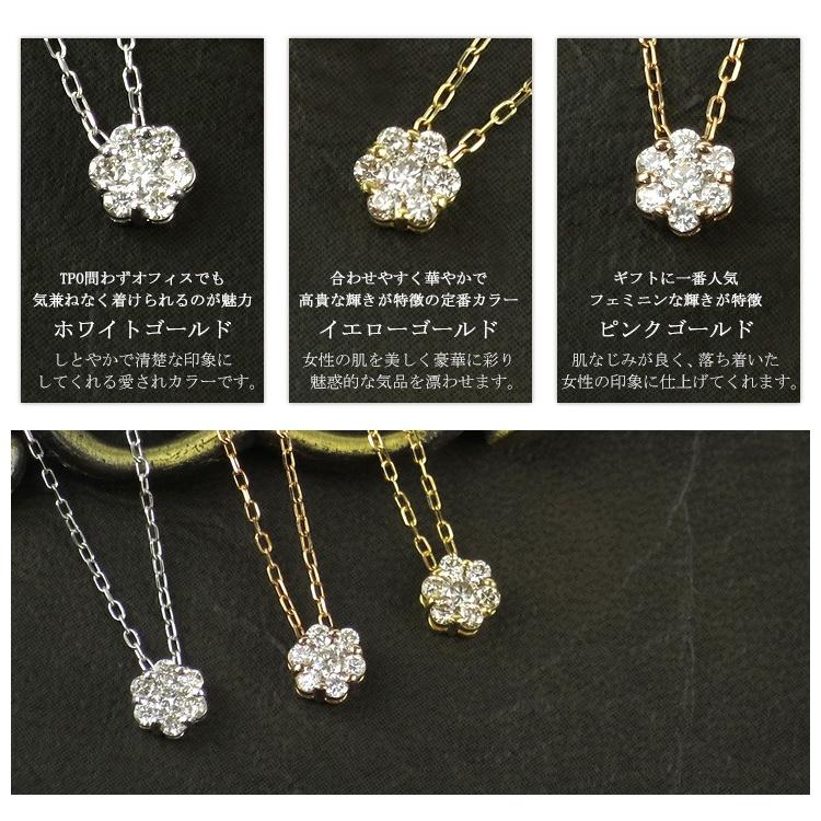 K18ゴールド 一粒ダイヤ 0.1ct ネックレス フラワー 天然ダイヤ