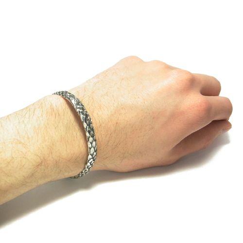 シルバー925ビンテージバングル、龍と天然石（刻印有りと無し）セット シルバー925 ドラゴンバングル 龍の鱗 燻 龍バングル 立体感 ご