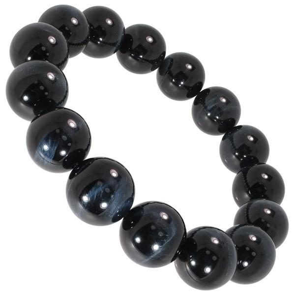 ブルータイガーアイ ブレスレット メンズ 14mm 18.5cm 3A級 タイガー