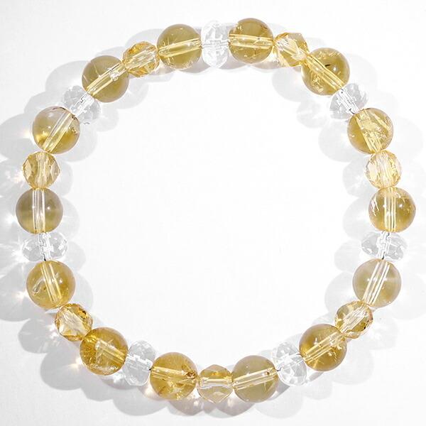 シトリン カット 水晶 ブレスレット 8mm 17cm レディースM サイズ 11月  