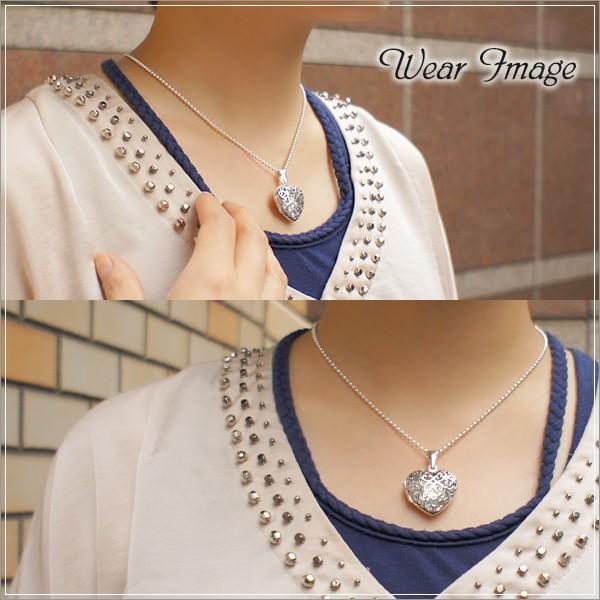   バースペンダント ネックレス 美品 楽天市場】ハート型 ダイヤモンド と小鳥と花 シルバー ロケット