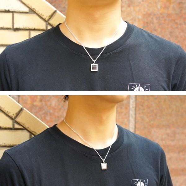 シルバーネックレス メンズ ホワイトシェル リバーシブル