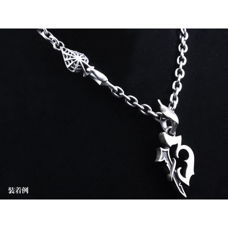 RAT RACE ラットレース スペードスパイダーウェブ＆フックネックチェーン 幅5.4mm 50cm スカルパーツあり シルバーチェーン スカル 蜘蛛 爆買_3