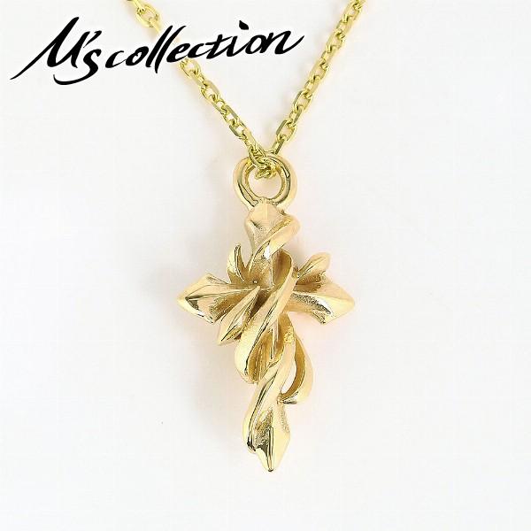 返品送料無料 エムズコレクション ネックレス メンズ ゴールド クロス 十字架 ミニ 10金 ネックレス K10チェーン付き 内祝い Skylanceronline Com