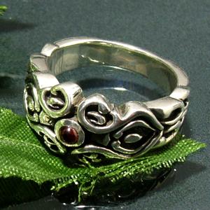 シルバーリング メンズ エスニック調 ガーネット 15-23号 人気