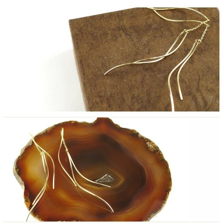 K10ゴールド ウェーブ アメリカンピアス レディース 10金 K10 ゴールド