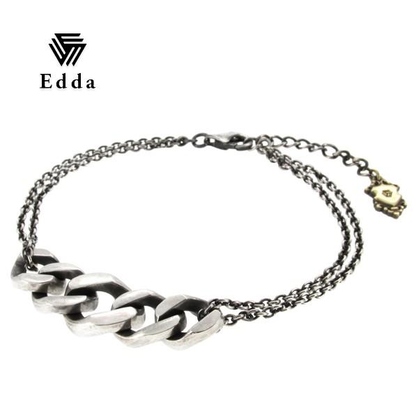 冬バーゲン メンズ ブレスレット エッダ シルバー 女性 男性 レディース メンズ ブレスレット エッダ レディース クリスマスプレゼント 人気 Edda あずき 2連 喜平チェーン シルバー ブランド メンズアクセサリー