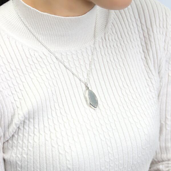 オーバル ステッチ ロケット シルバー ネックレス ペンダント シルバー